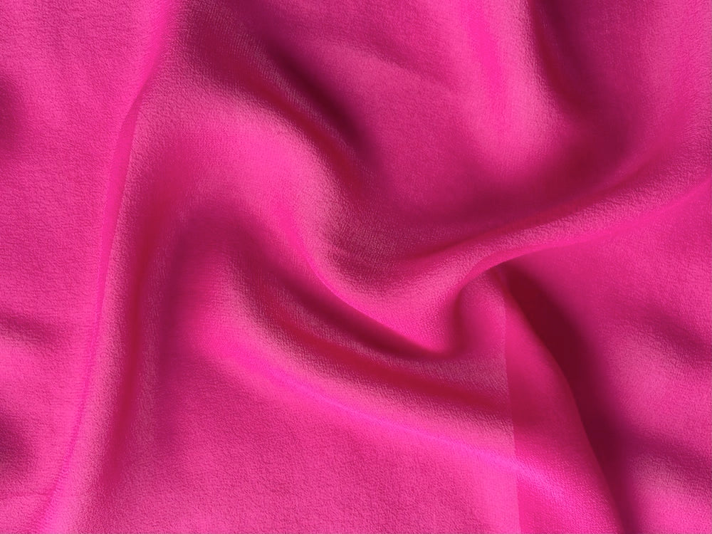 Semi-Sheer Incandescent Hot Pink Silk Crepe Chiffon (Made in Italy)