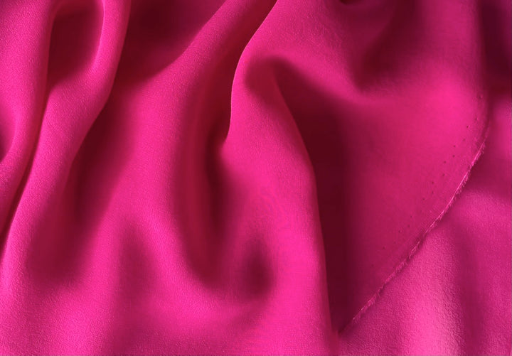 Semi-Sheer Incandescent Hot Pink Silk Crepe Chiffon (Made in Italy)