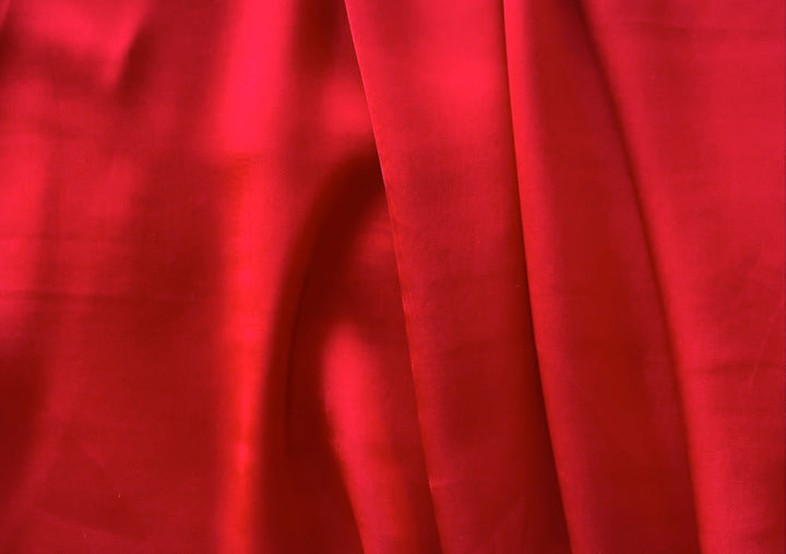 Gleaming Glamorous Lipstick Red Rayon Satin Charmeuse (Made in Italy)