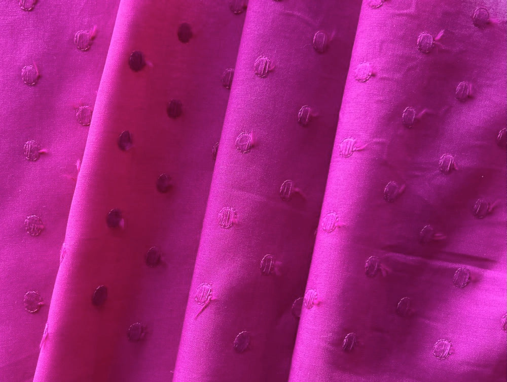 Marvelous Magenta Dots Embroidered Cotton Lawn (Made in Italy)