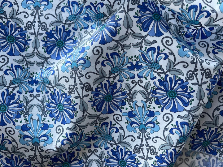 Honeysuckle Delft Blue Liberty of London Cotton Poplin (Made in Italy)