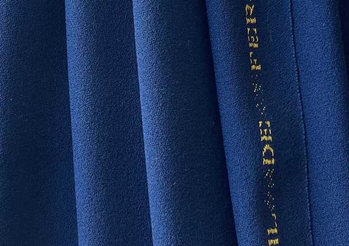 High-End Inked Navy FIL DE FER Selvedged Wool Crepe (Made in Italy)