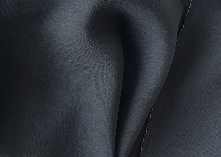 Matte Obsidian Night 3-Ply Silk Crepe (Made in Italy)