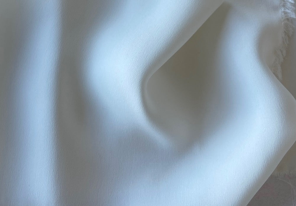 Matte Frost White 3-Ply Silk Crepe (Made in Italy)