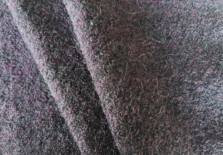 Italian Plum Chic Black Wool Blend Bouclé Coating (Made in France)