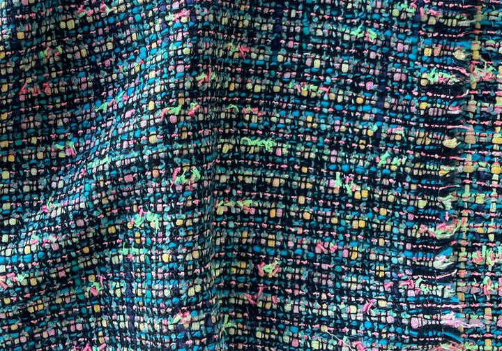 Couture Jitterbug Black, Turquoise, Bubblegum Pink, Kiwi & Dandelion Cotton Blend Tweed Bouclé (Made in Italy)