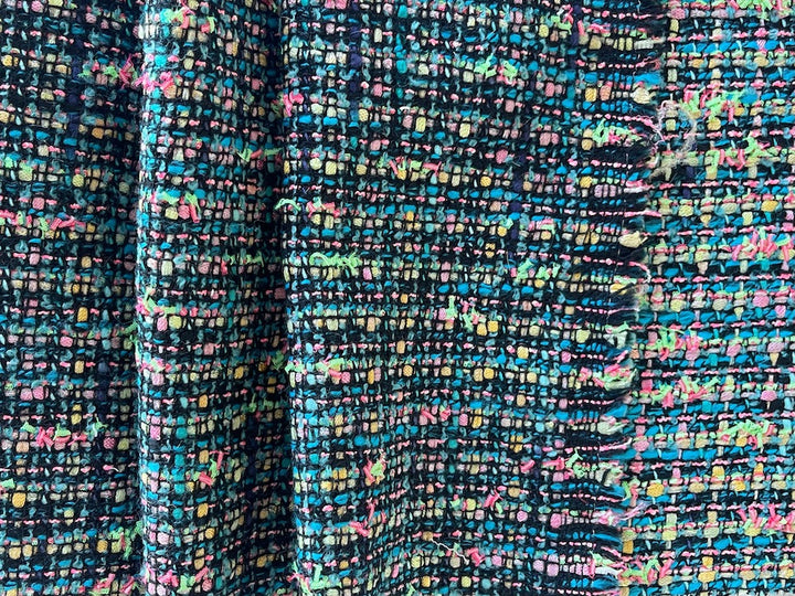 Couture Jitterbug Black, Turquoise, Bubblegum Pink, Kiwi & Dandelion Cotton Blend Tweed Bouclé (Made in Italy)