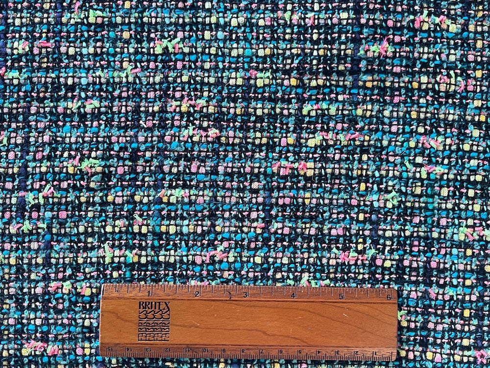 Couture Jitterbug Black, Turquoise, Bubblegum Pink, Kiwi & Dandelion Cotton Blend Tweed Bouclé (Made in Italy)
