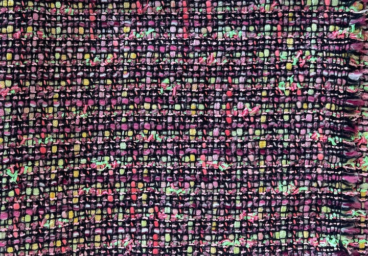 Couture Seafoam, Barbie Pink, Lemonade Yellow & Black Cotton Blend Tweed Bouclé (Made in Italy)