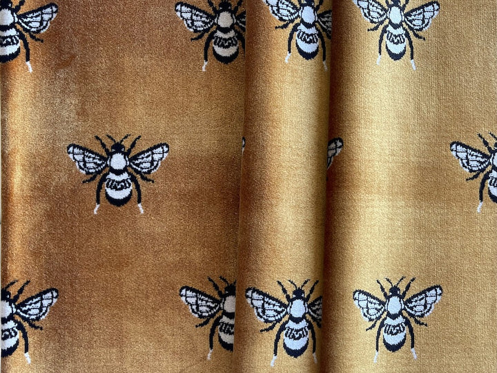 Heavy-Weight Bee Kind Turmeric Polyester Blend Velvet