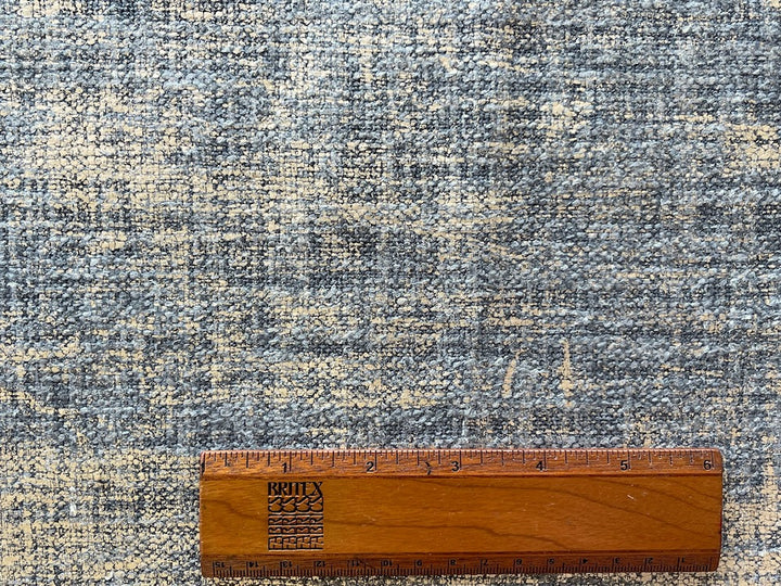 Mock Raw Silk Pale Gold Lame Flecks on Whale Grey Polyester & Linen