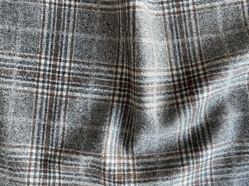 Loro Piana Luxurious Iron, Smoke & Coffee Plaid Wool Flannel (Made in Italy)