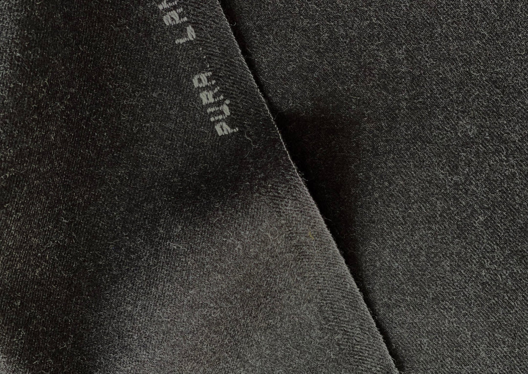 Selvedged Charcoal Grey Virgin Wool Flannel (Made in Italy)