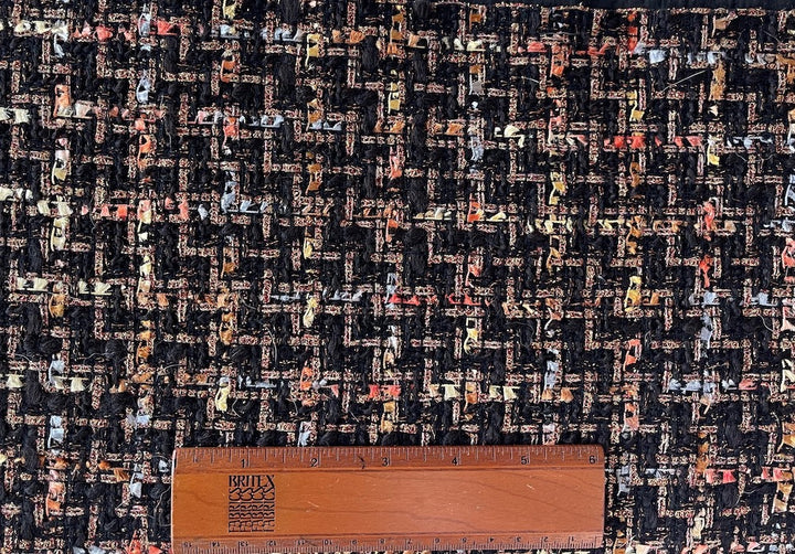 Lanificio di Pray Mango Moderne Zig-Zag Bronze & Gold Metallic Polyester Blend Bouclé (Made in Italy)