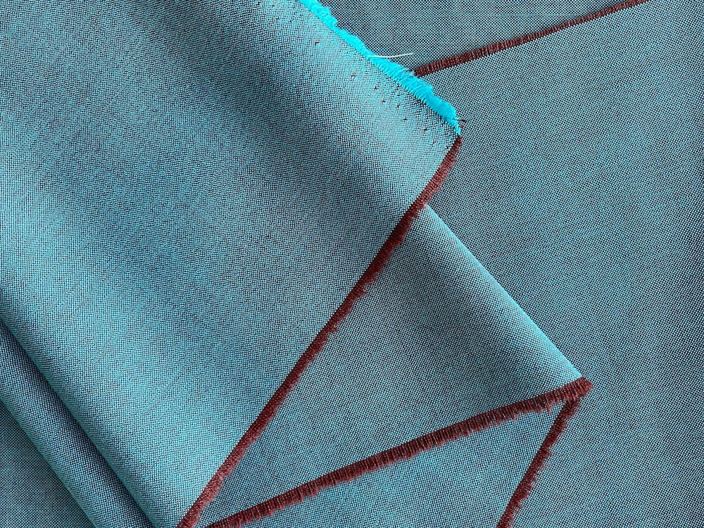 Traboldo Togna Two-Tone Sea Turquoise & Vintage Brick Wool Suiting (Made in Italy)