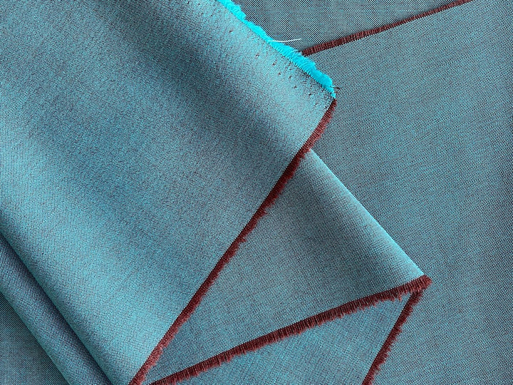 Traboldo Togna Two-Tone Sea Turquoise & Vintage Brick Wool Suiting (Made in Italy)