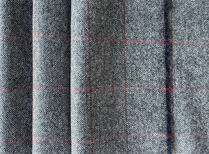 Lanificio di Pray Mid-Weight Charcoal & Rust Wool Tweed Plaid (Made in Italy)