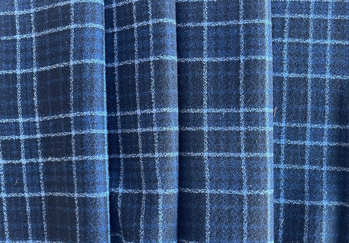Giuseppe Botto Delectably Soft Indigo, Onyx & Cerulean Wool Plaid (Made in Italy)