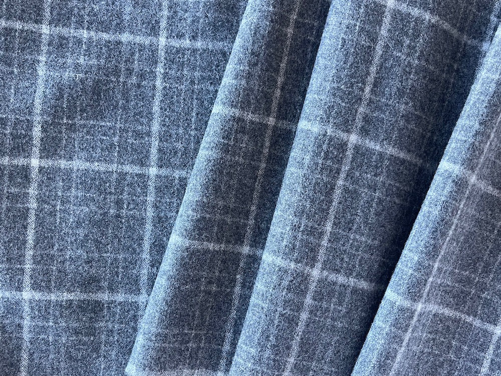 Giuseppe Botto Slate Grey & Barely White Wool Flannel (Made in Italy)
