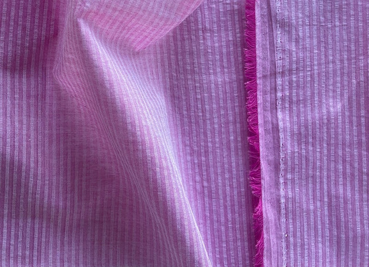 Canclini Raspberry Sherbet Cotton Seersucker Shirting (Made in Italy)