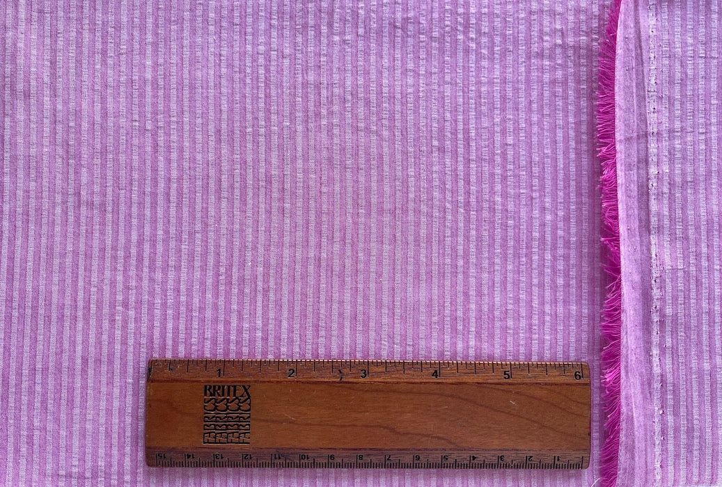 Canclini Raspberry Sherbet Cotton Seersucker Shirting (Made in Italy)