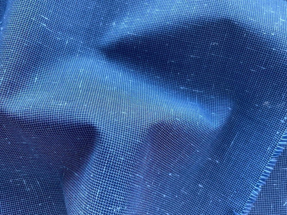 Cotton Fabric, Canclini Ocean Blue Slubby Cotton & Linen
