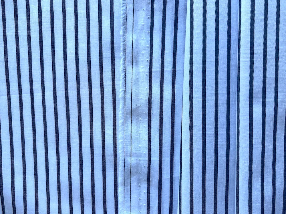 Canclini 2-Ply Obsidian & Bright White Striped Cotton Shirting (Made in Italy)
