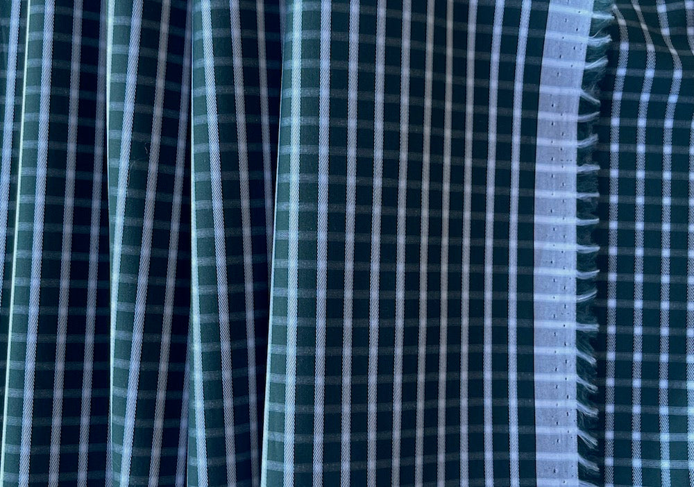 Canclini 2-Ply Uncomplicated Bottle Green & Bright White Plaid Cotton Shirting (Made in Italy)