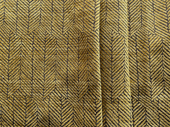 Staggered Citrine Herringbone on Walnut Rayon Blend Chenille (Made in Turkey)