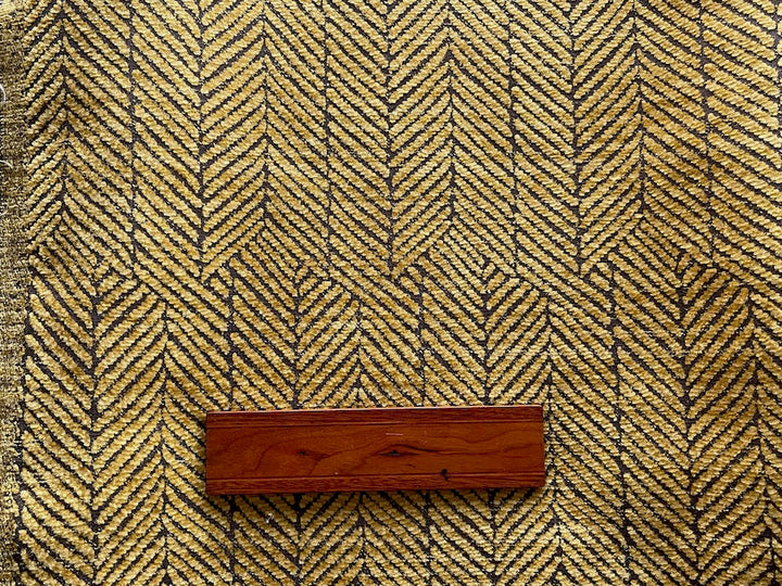 Staggered Citrine Herringbone on Walnut Rayon Blend Chenille (Made in Turkey)