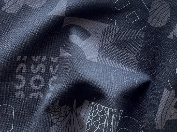 Hugo Boss Signature Pewter & Black Double-Faced Cotton Ponte Doubleknit (Made in Italy)