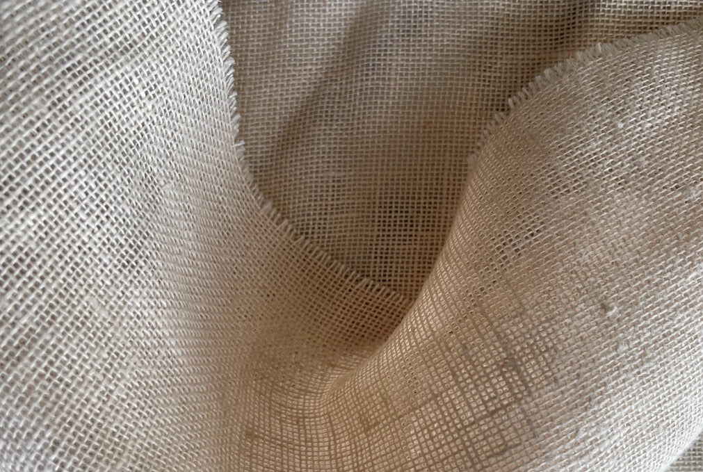 Semi-Sheer Elegant Warm Antique Sepia Linen Burlap