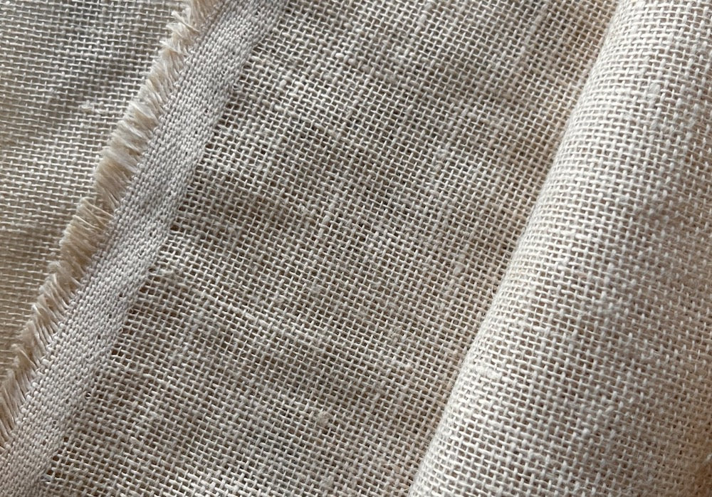 Semi-Sheer Elegant Warm Antique Sepia Linen Burlap