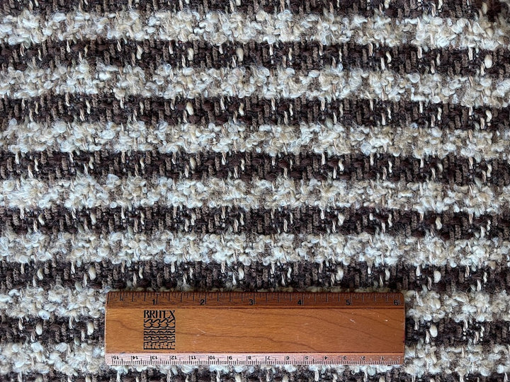 Striped Nutty Russet & Beige Wool Blend Bouclé (Made in Italy)