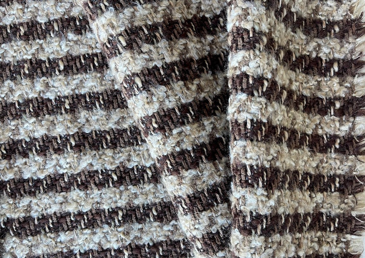 Striped Nutty Russet & Beige Wool Blend Bouclé (Made in Italy)