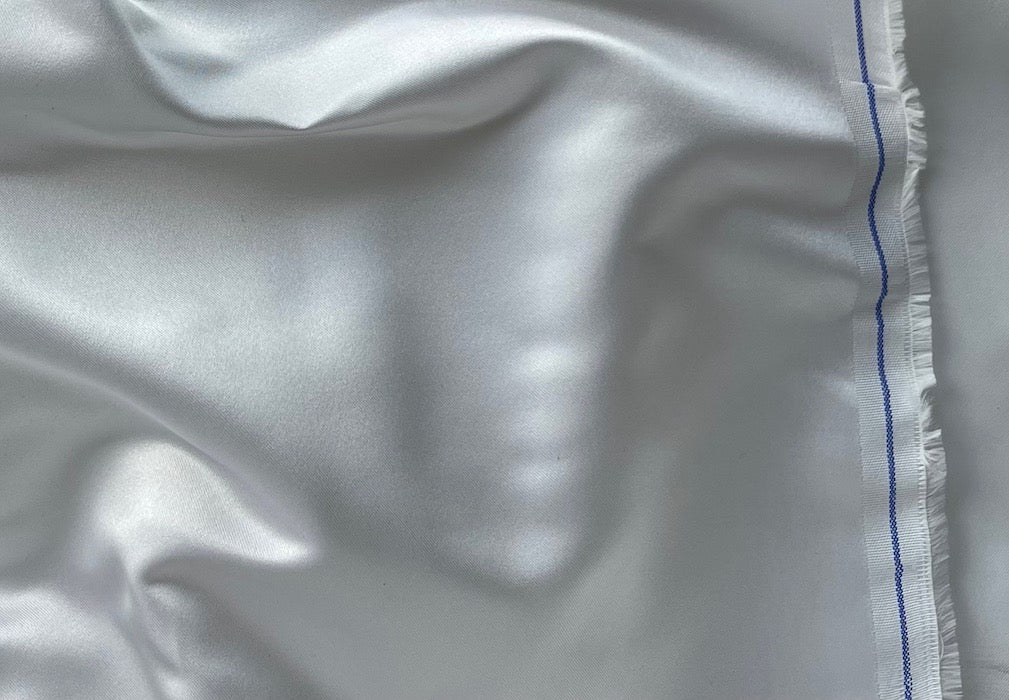 Lustrous Glowing White Mid-Weight Silk Blend Duchess Satin (Made in Japan)