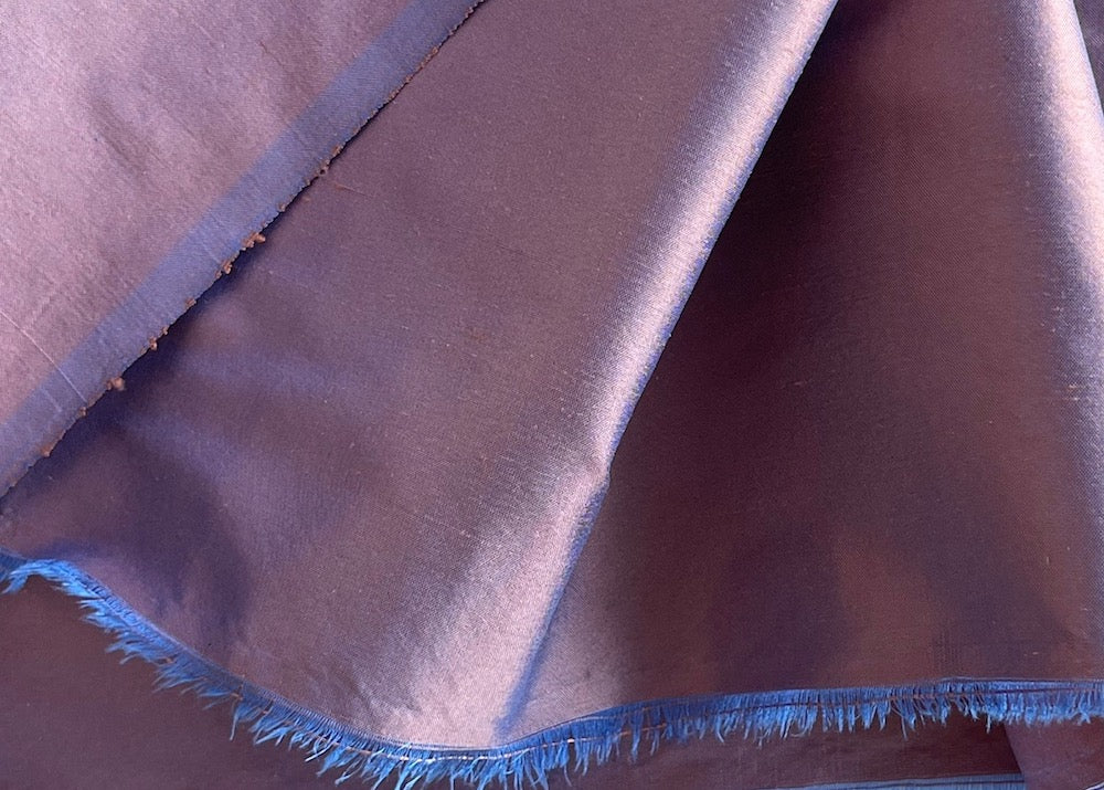 Iridescent Periwinkle Blue & Copper Silk Dupioni (Made in India)