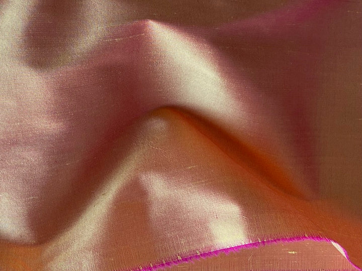 Iridescent Magical Fuchsia & Gold Silk Dupioni (Made in India)