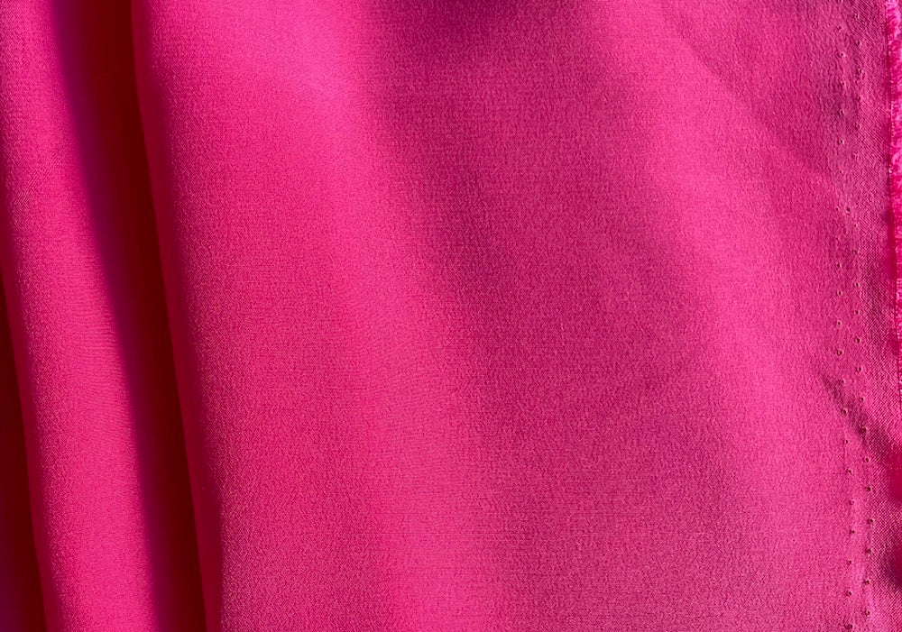 Lustrous Saturated Pink Blaze Silk Crepe de Chine