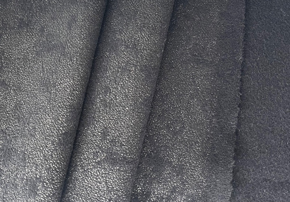 Unusual Soft Sparkling Granite Black Wool Melton Coating (Made in Italy)