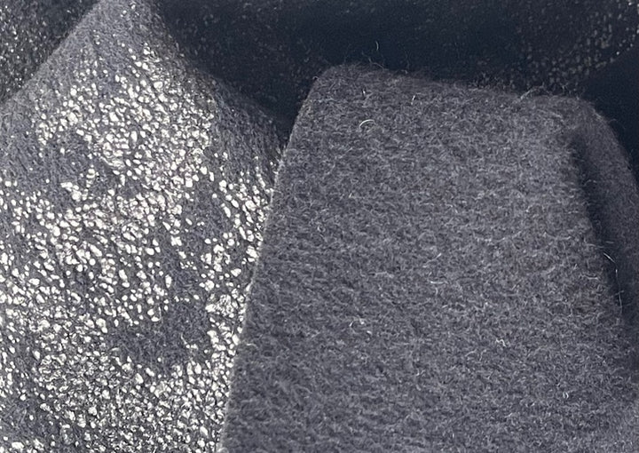 Unusual Soft Sparkling Granite Black Wool Melton Coating (Made in Italy)