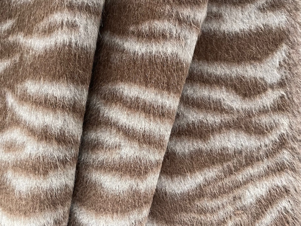 Sophisticated Mocha & White Zebra Wool Alpaca Coating (Made in Italy)