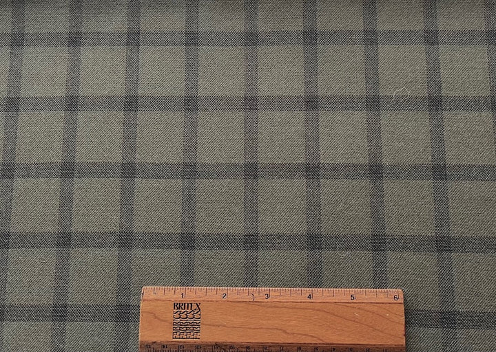 Reversible Olive & Soft Black Windowpane Check Wool Coating (Made in Italy)