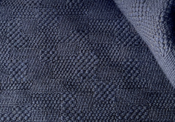 Bold, Geometric Pebbled Navy Wool & Silk Blend Bouclé (Made in Italy)