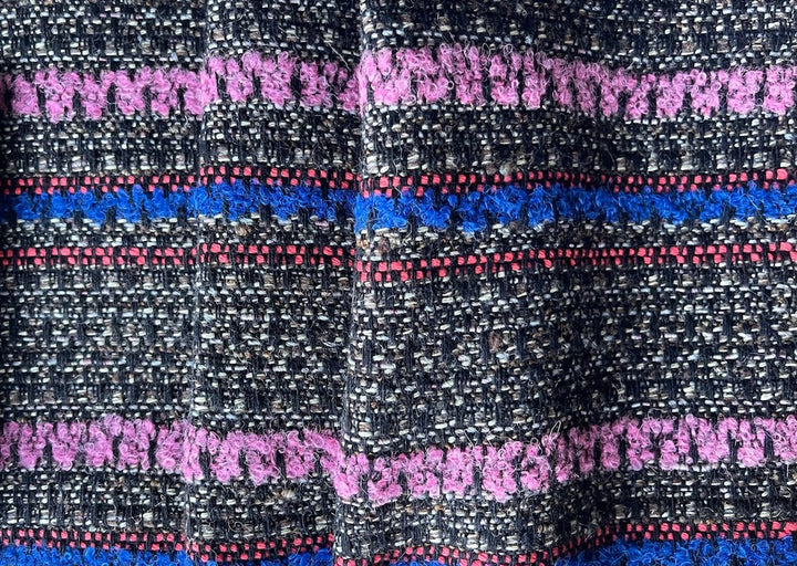 Moderne Brightly Striped Charmeuse-Lined Wool Blend Bouclé (Made in Italy)