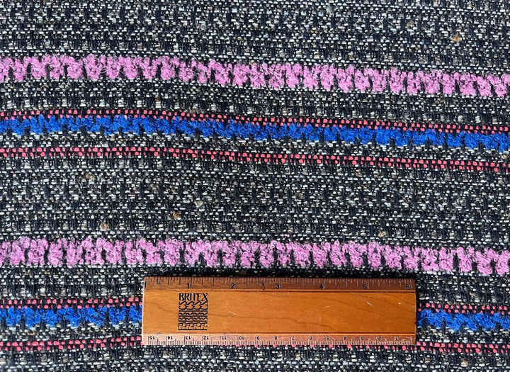 Moderne Brightly Striped Charmeuse-Lined Wool Blend Bouclé (Made in Italy)