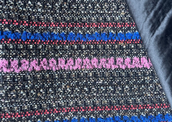 Moderne Brightly Striped Charmeuse-Lined Wool Blend Bouclé (Made in Italy)