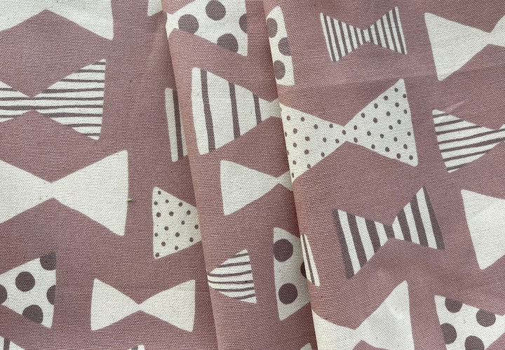 Dapper Bow Ties on Rosy Necco Wafer Brown Cotton canvas (Made in Japan)