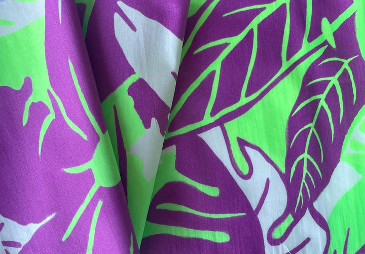 Tropical Heat Wave Neon Violet Organic Cotton Poplin (Made in Italy)
