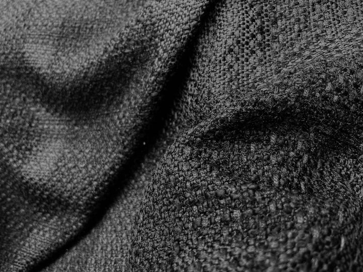Designer Shimmering Open Weave Black Boucle  (Made in Italy)